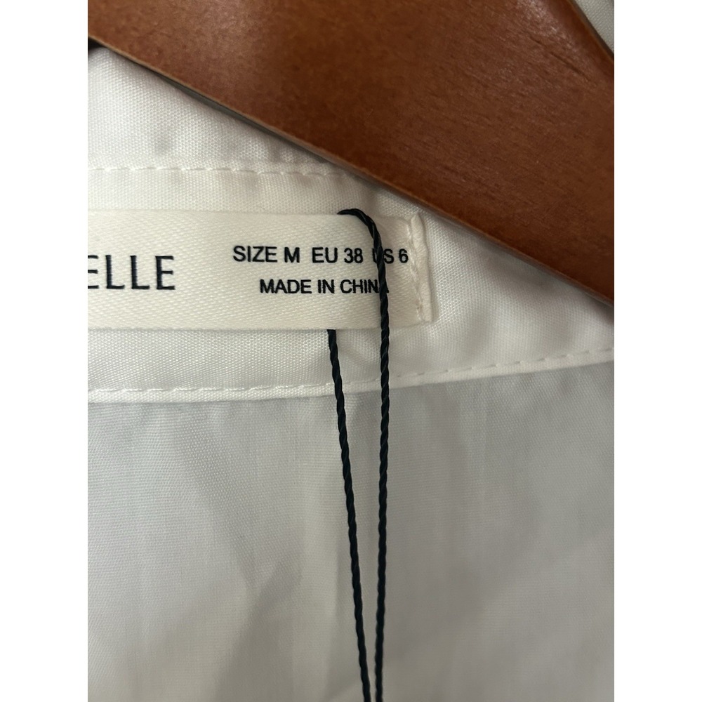 Poeselle Milkmaid Collard Button Short Sleeve Top Size M White NWT Peasant - Picture 2 of 4
